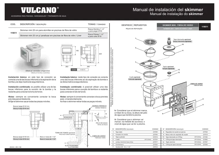 Manual de skimmer mini · Vulcano — página 2