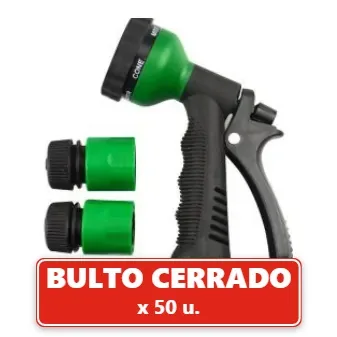 Pistola de Riego Kit Multifuncion con 2 Acoples Rápidos (50U.) VOV