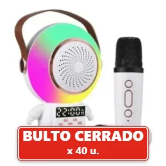 Parlante Portátil Robot Karaoke + 2 Micrófonos y Reloj (40U.) VOV