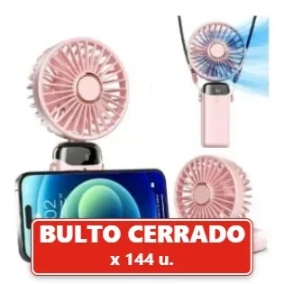 Ventilador Portátil Recargable 3 Velocidades Ligero con Soporte para Celular (144U.) VOV