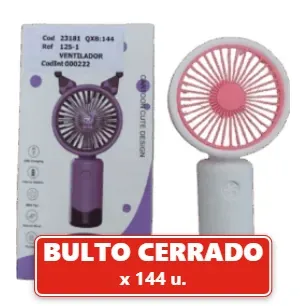 Ventilador Portátil Fashion Recargable 3 Velocidades Ligero (144U.) VOV