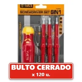Destornillador Puntas Intercambiables 6 en 1 1er Nivel en Blister (120U.) VOV
