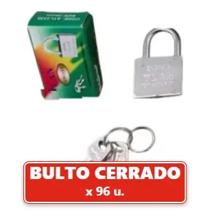 Candado 50mm Aluminio + 3 Llaves Alta Seguridad (96U.) VOV