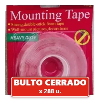 Cinta Bifaz Silicona Trasparente 3m x 18mm (288U.) VOV