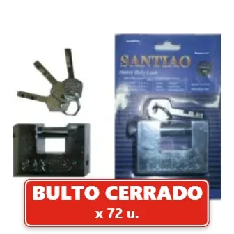 Candado Reforzado Seguridad Rectangular 70mm + 3 Llaves 1er Nivel (72U.) VOV