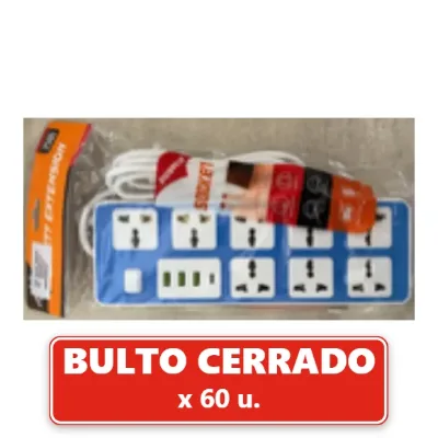 Zapatilla 8 Enchufes + 3 USB + 1 Tipo C 808USB (60U.) VOV
