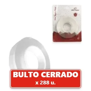 Cinta Adhesiva Doble Faz Transparente Extra Fuerte 18mm x 1m (288U.) VOV