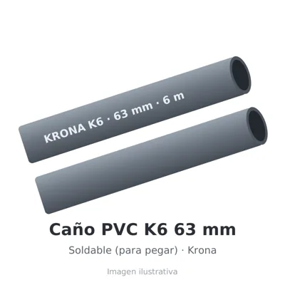 Tubo PVC Soldable Armat K6 - 6 m - 1,9 mm - 63 Mm-Krona