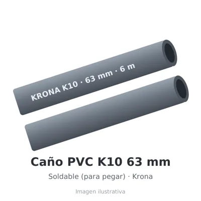 Tubo PVC Soldable Armat K10 - 6 m - 3 mm - 63 Mm-Krona
