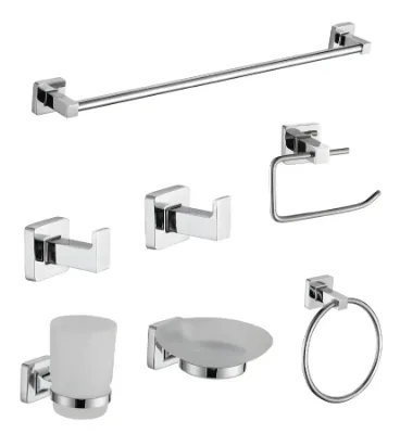 Linea Nea - Conjunto 6 Unidades - Cromado: Percha, Toallero Barral, Porta Rollo, Porta Cepillos, Jabonera y Toallero Aro. - Vann