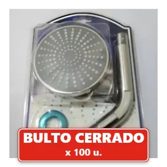 Ducha Redonda Flor con Caño Cromado Anticalcareo más Accesorios en Blister (100U.) VOV