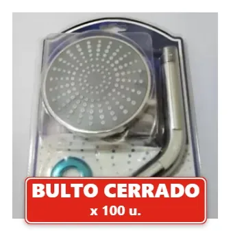 Ducha Redonda Flor con Caño Cromado Anticalcareo más Accesorios en Blister (100U.) VOV
