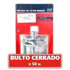 Llave Ajustable de Filtro de Aceite 3 Brazos con Adaptador 3/8 y 1/2 (50U.) VOV