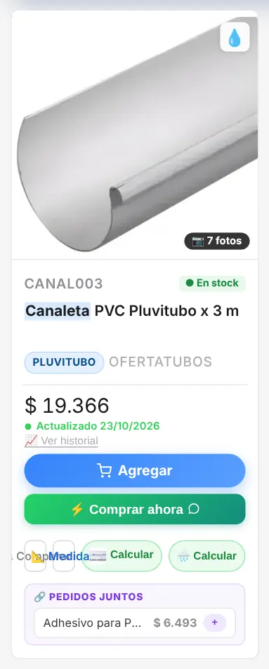 Botón de la calculadora en el catálogo