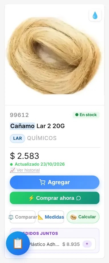 Botón de la calculadora en el catálogo