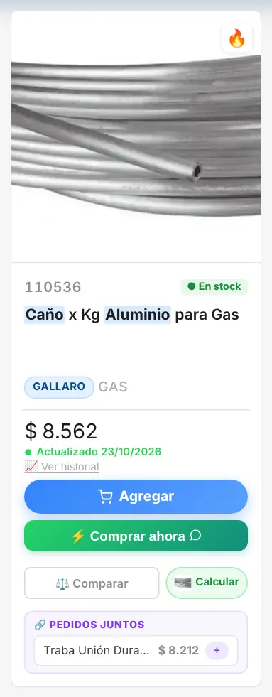 Botón de la calculadora en el catálogo