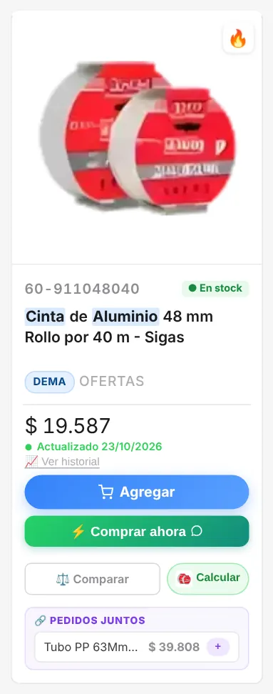 Botón de la calculadora en el catálogo