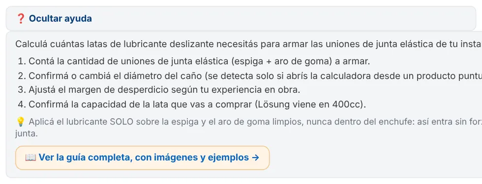 Ayuda corta desplegada