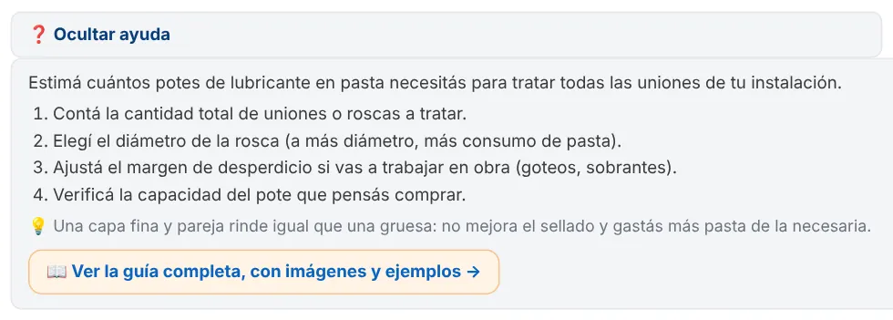 Ayuda corta desplegada