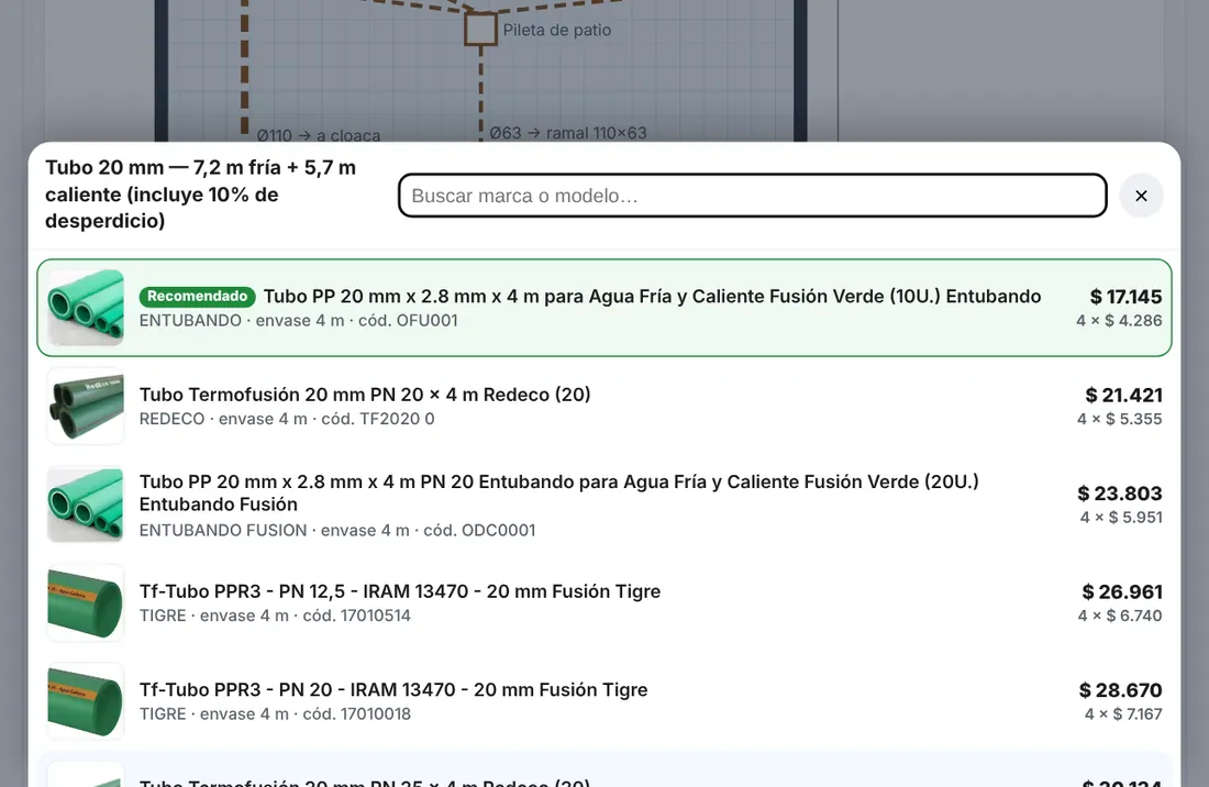 Selector de productos
