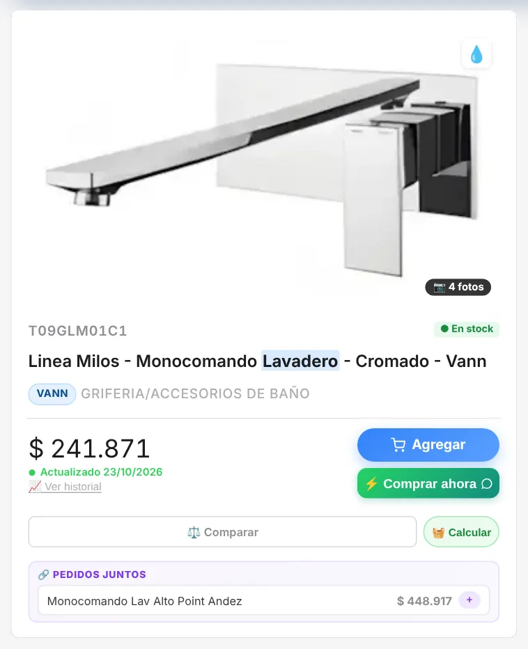 Botón de la calculadora en el catálogo