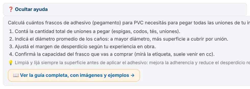 Ayuda corta desplegada