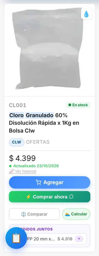 Botón de la calculadora en el catálogo