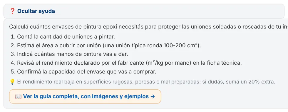 Ayuda corta desplegada