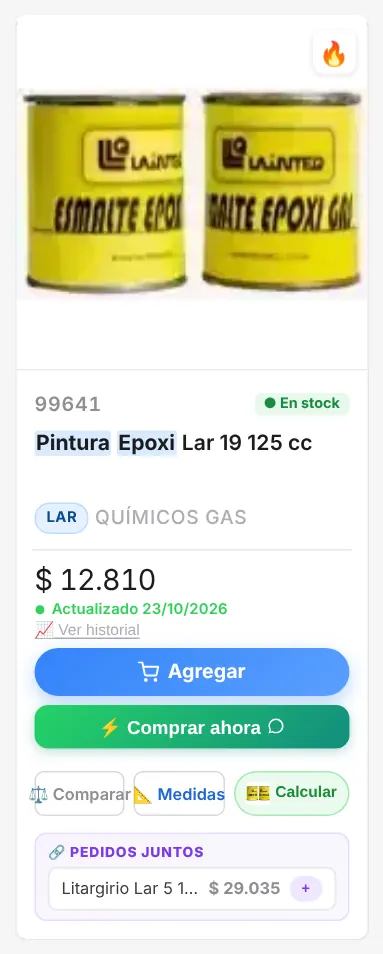 Botón de la calculadora en el catálogo