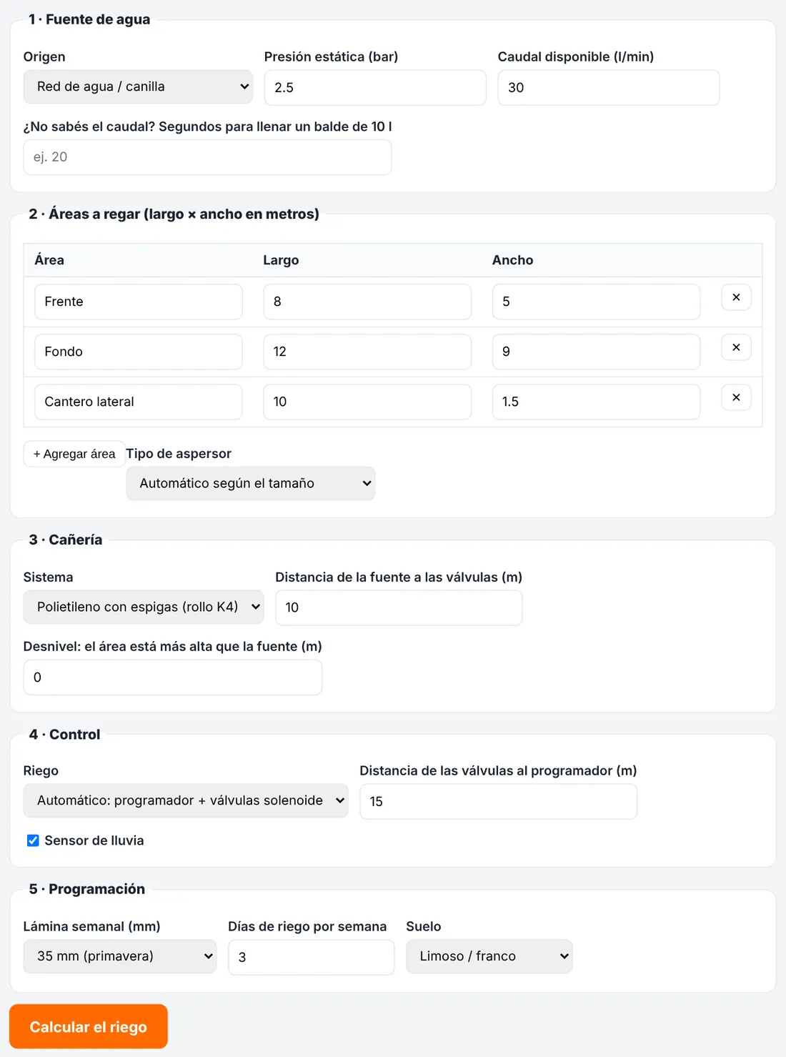 El formulario completo