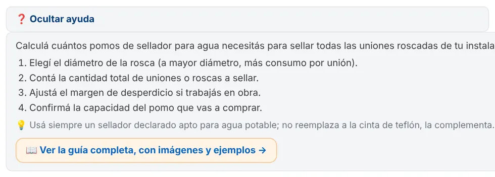 Ayuda corta desplegada