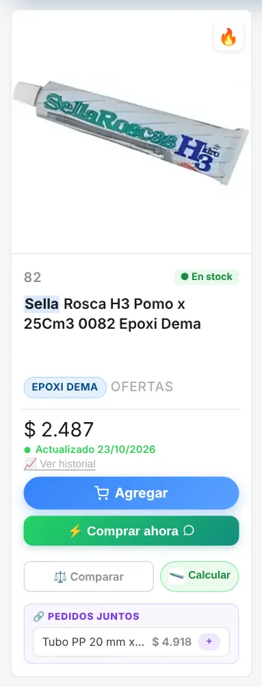 Botón de la calculadora en el catálogo
