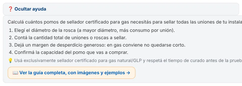 Ayuda corta desplegada