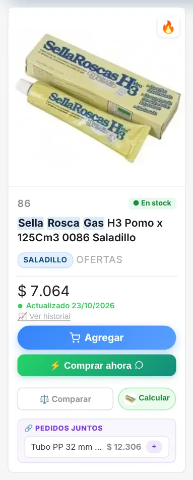 Botón de la calculadora en el catálogo