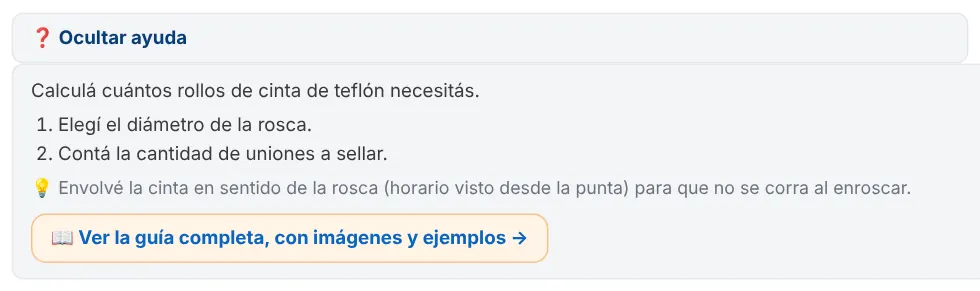 Ayuda corta desplegada