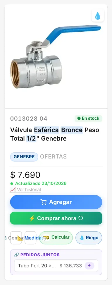 Botón de la calculadora en el catálogo