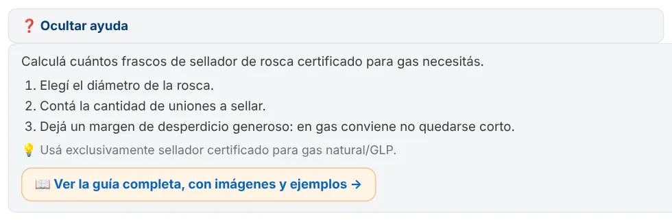 Ayuda corta desplegada
