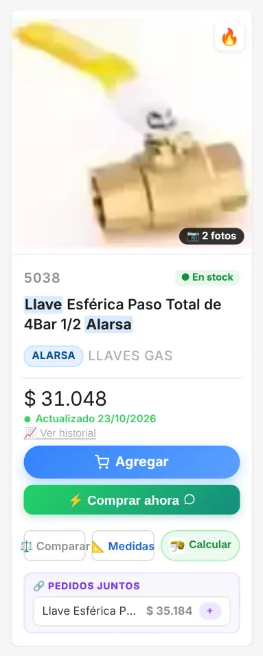 Botón de la calculadora en el catálogo