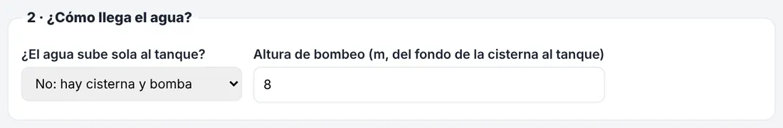 Si hay cisterna y bomba
