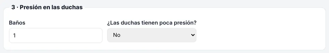 Presión en las duchas